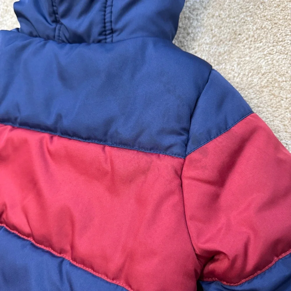 OshKosh Bgosh Kids 3T Puffer Jacket Navy Blue Red Sherpa Hooded Winter Coat